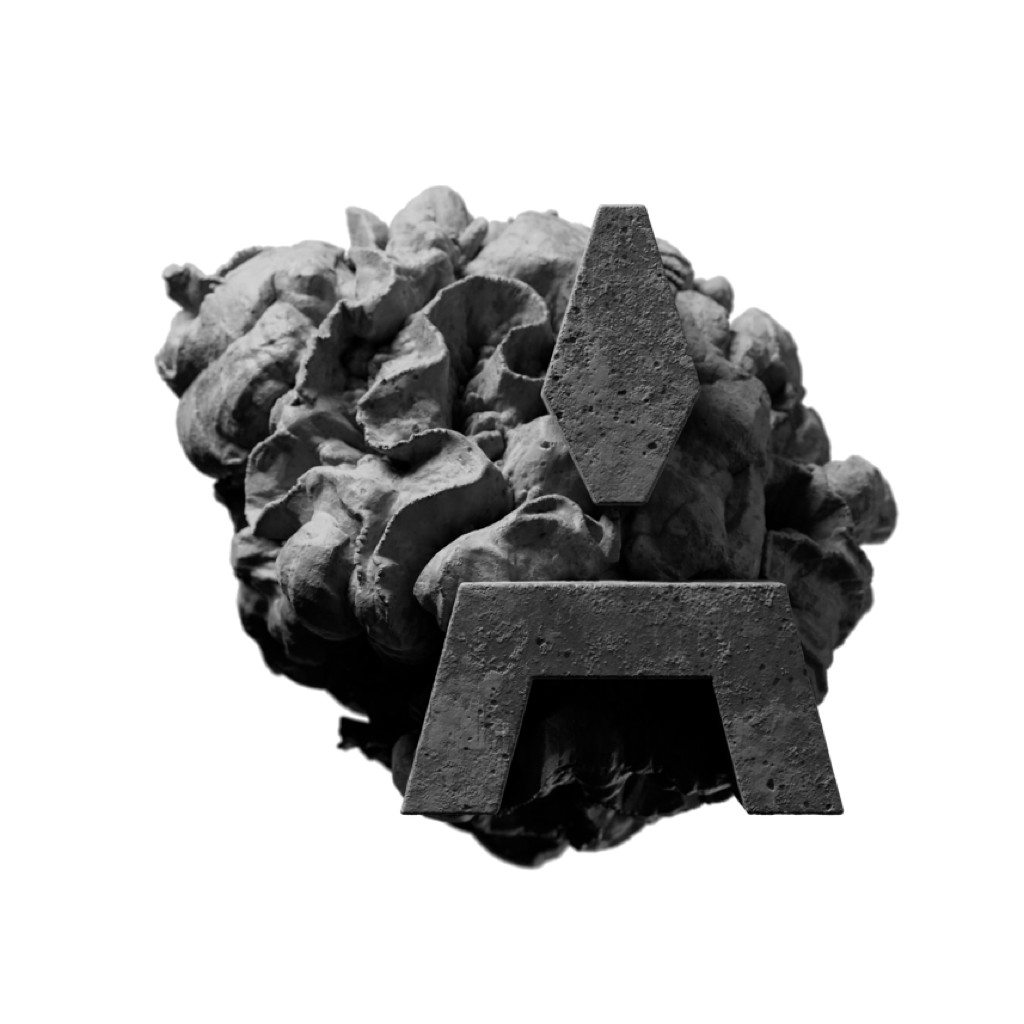 Detailed monochrome type sculpture with floral texture for Schrift Foundry