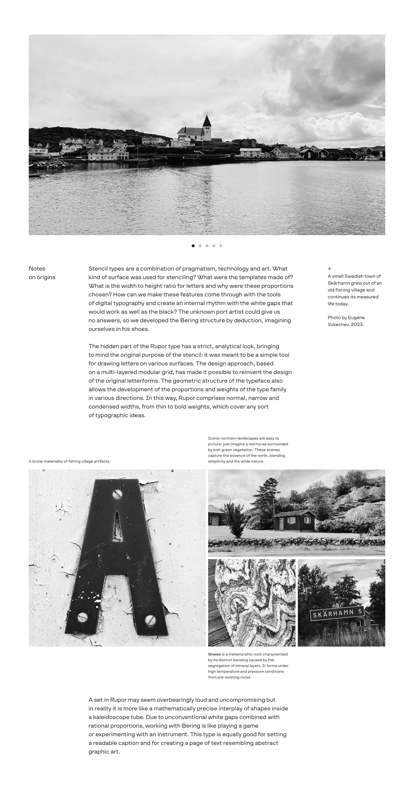 Editorial page layout using Schrift Foundry typography